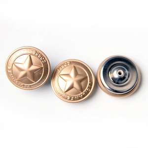 21mm五角星图案挂电哑金色铜质特殊款胶芯工字钮